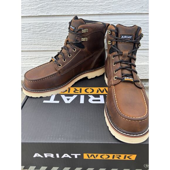 Ariat Rebar Lift 6" H20 Comp Toe Mens Sz 9.5 EE Distressed Brown Work Boots - Picture 1 of 7